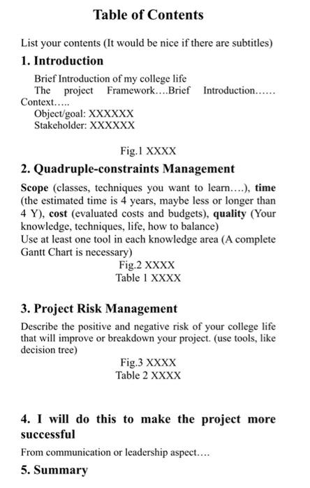 Project management College Life Management (More