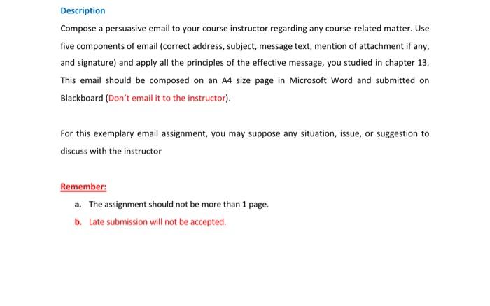 Description Compose a persuasive email to your