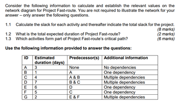 Consider the following information to calculate