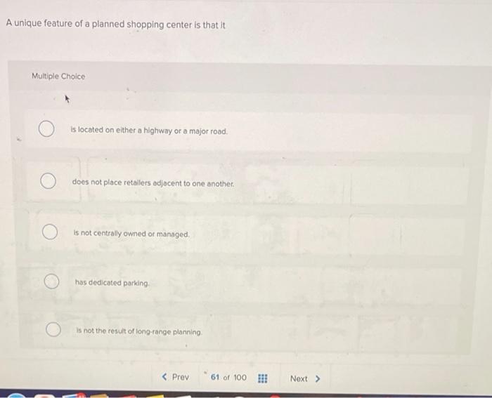 A unique feature of a planned shopping center is