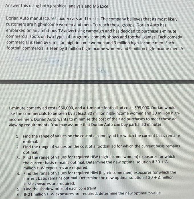 Answer this using both graphical analysis and MS