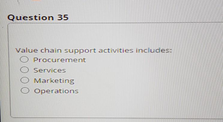 Question 35 Value chain support activities
