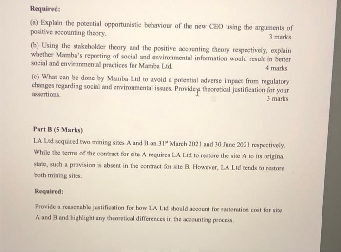 Please answer both part a and part b Mamba Ltd is