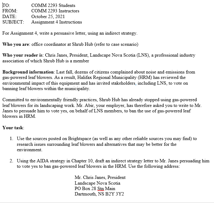 TO: COMM 2293 Students FROM: COMM 2293