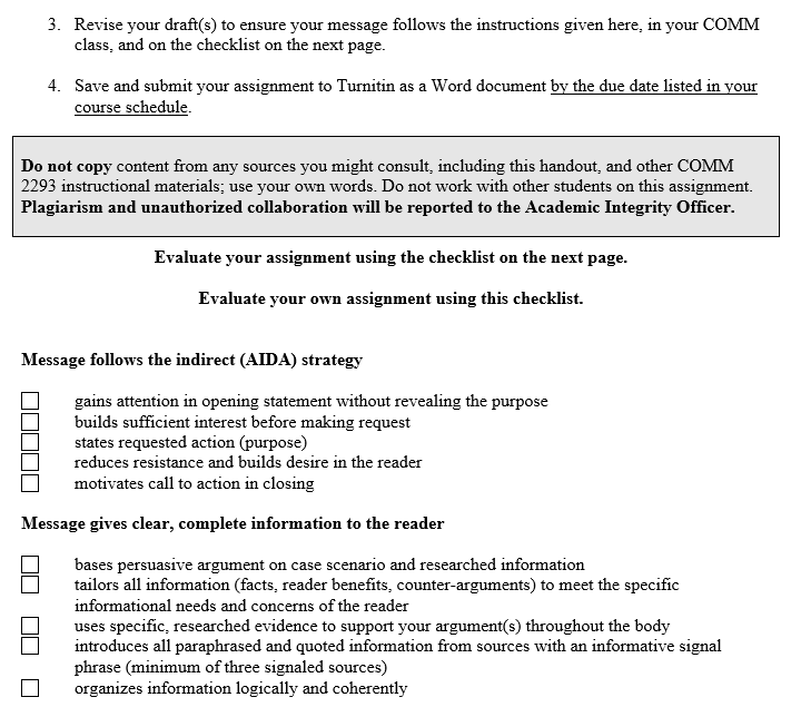 TO: COMM 2293 Students FROM: COMM 2293