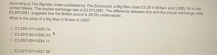 a According to The Big Mac Index published by The