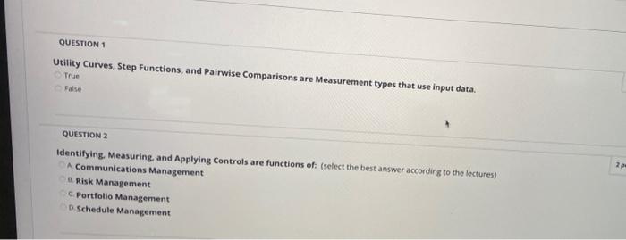 QUESTION 1 Utility Curves, Step Functions, and
