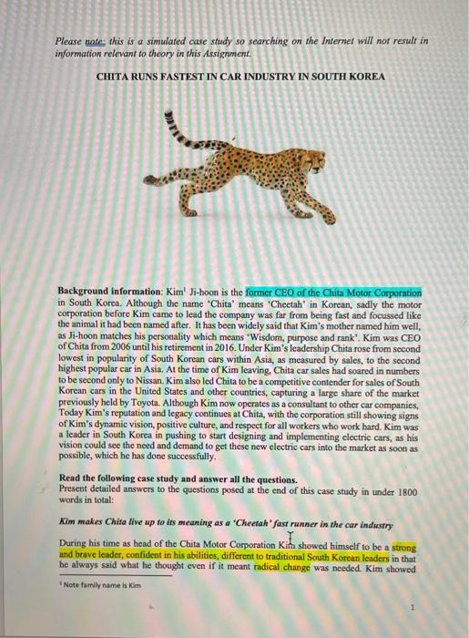 Please note: this is a simulated case study so