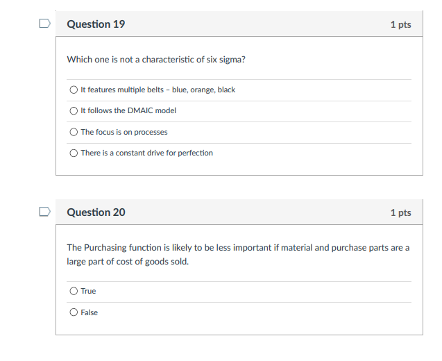 D Question 19 1 pts Which one is not a