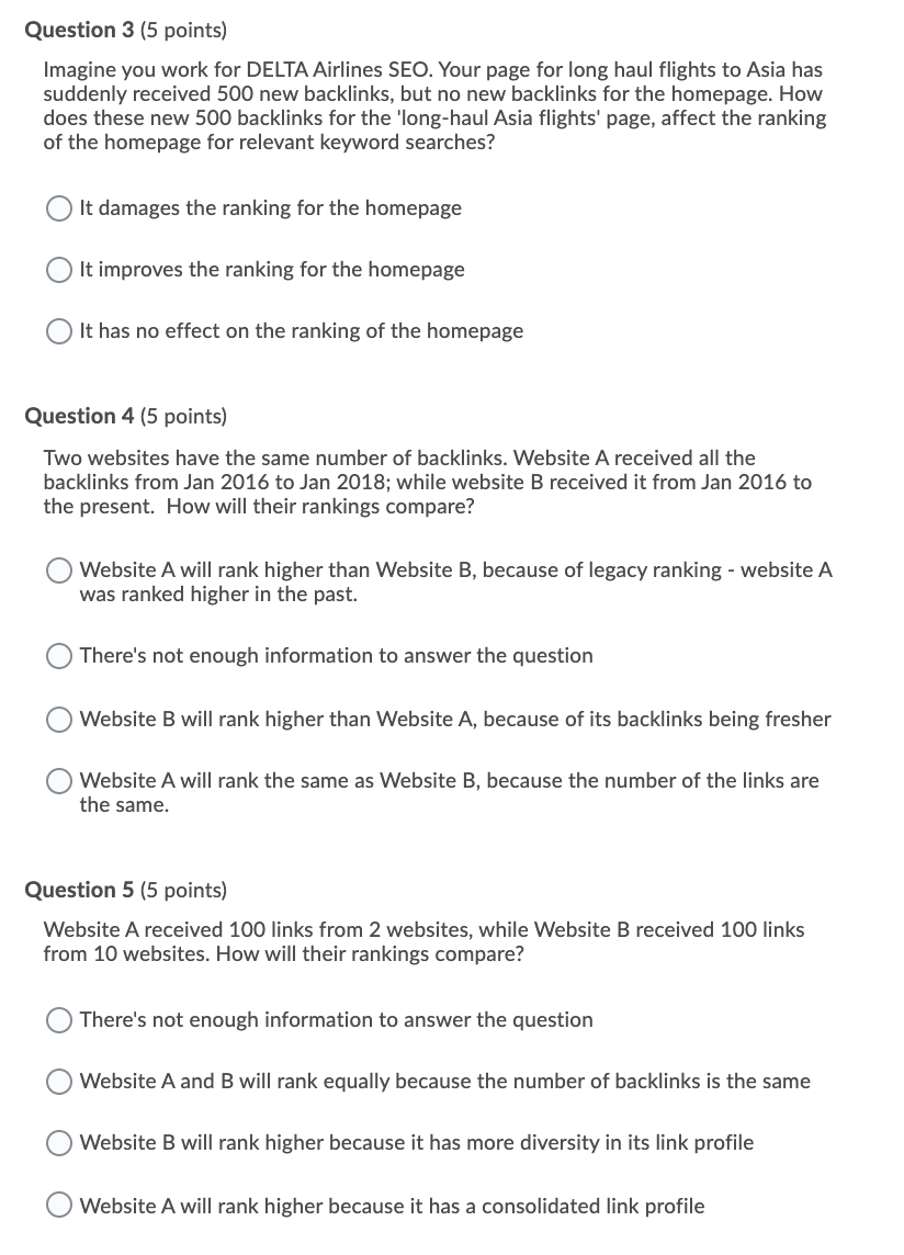 Question 3 (5 points) Imagine you work for DELTA