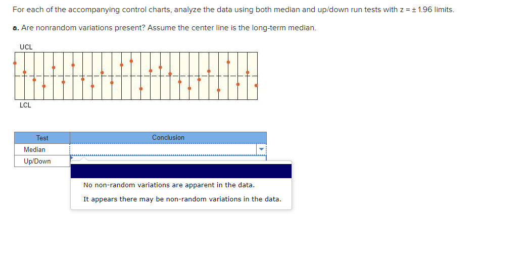For each of the accompanying control charts,