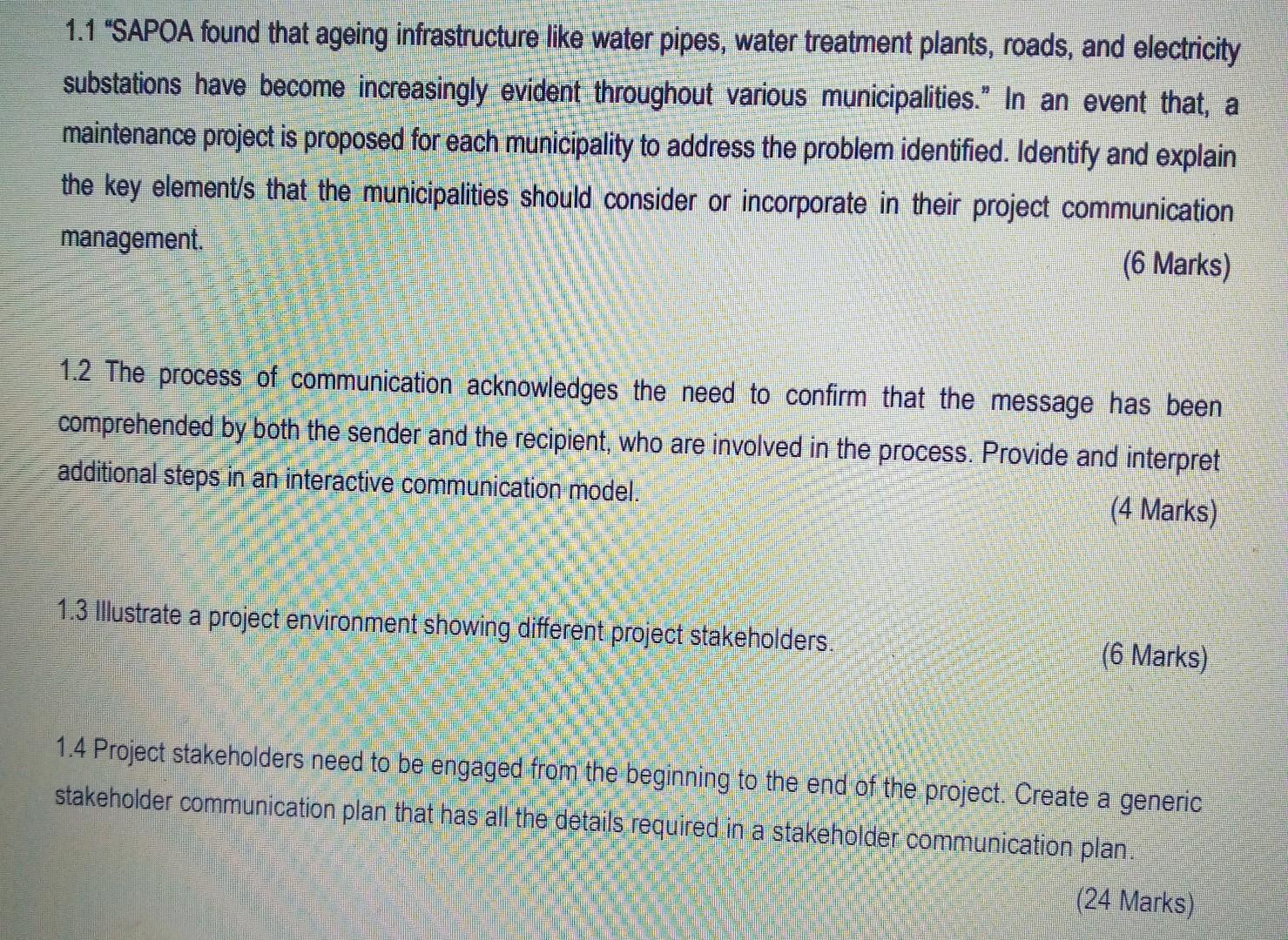1.1 "SAPOA found that ageing infrastructure like