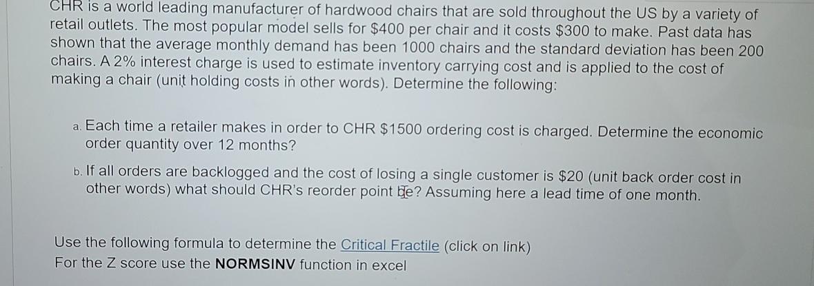 CHR is a world leading manufacturer of hardwood