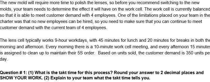 i got the takt time of 1.23 i need the Quetion 2