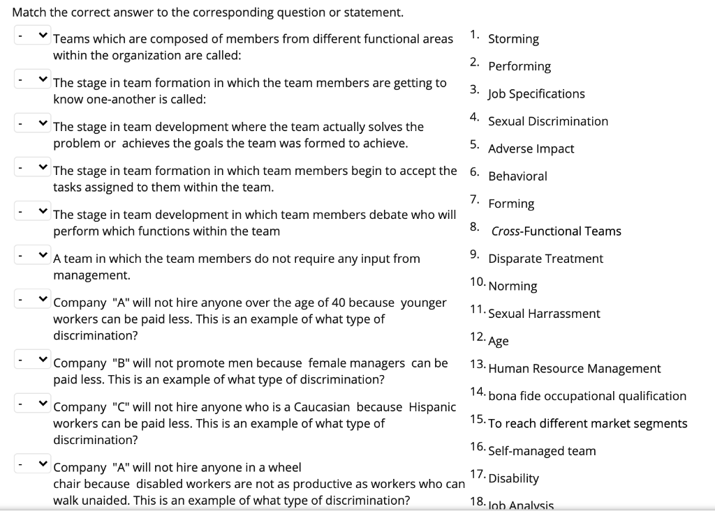 Match the correct answer to the corresponding