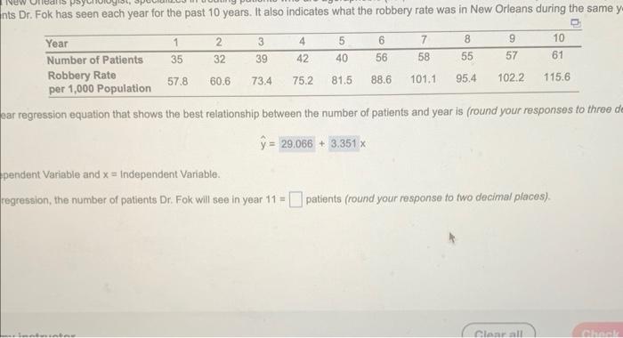 using linear regression the number of patients