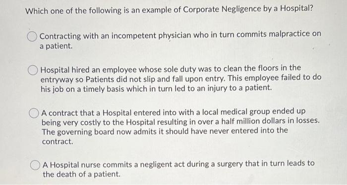 Which one of the following is an example of