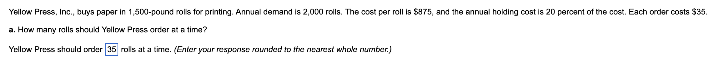 35 is an incorrect answer. Yellow Press, Inc.,
