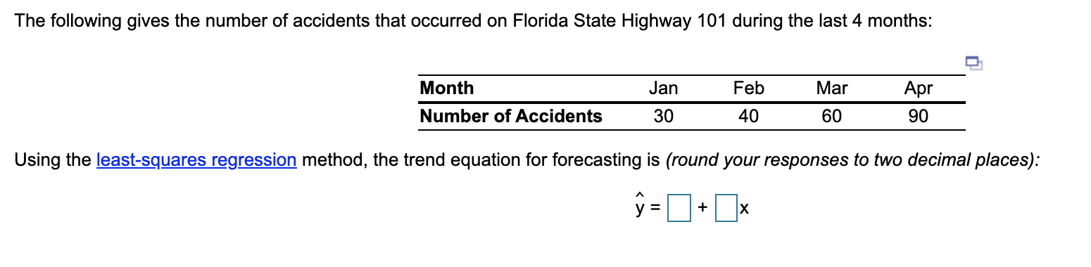 The following gives the number of accidents that