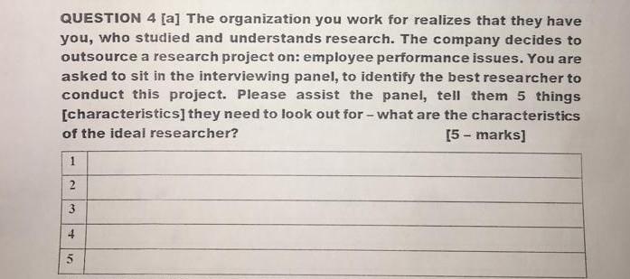 QUESTION 4 [a] The organization you work for