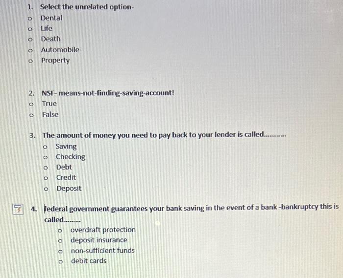 Select the right options from all the questions
