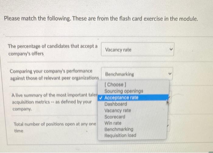 Please match the following. These are from the