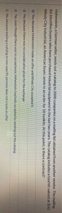 Hohenstein, a German seller, sends out a catalog