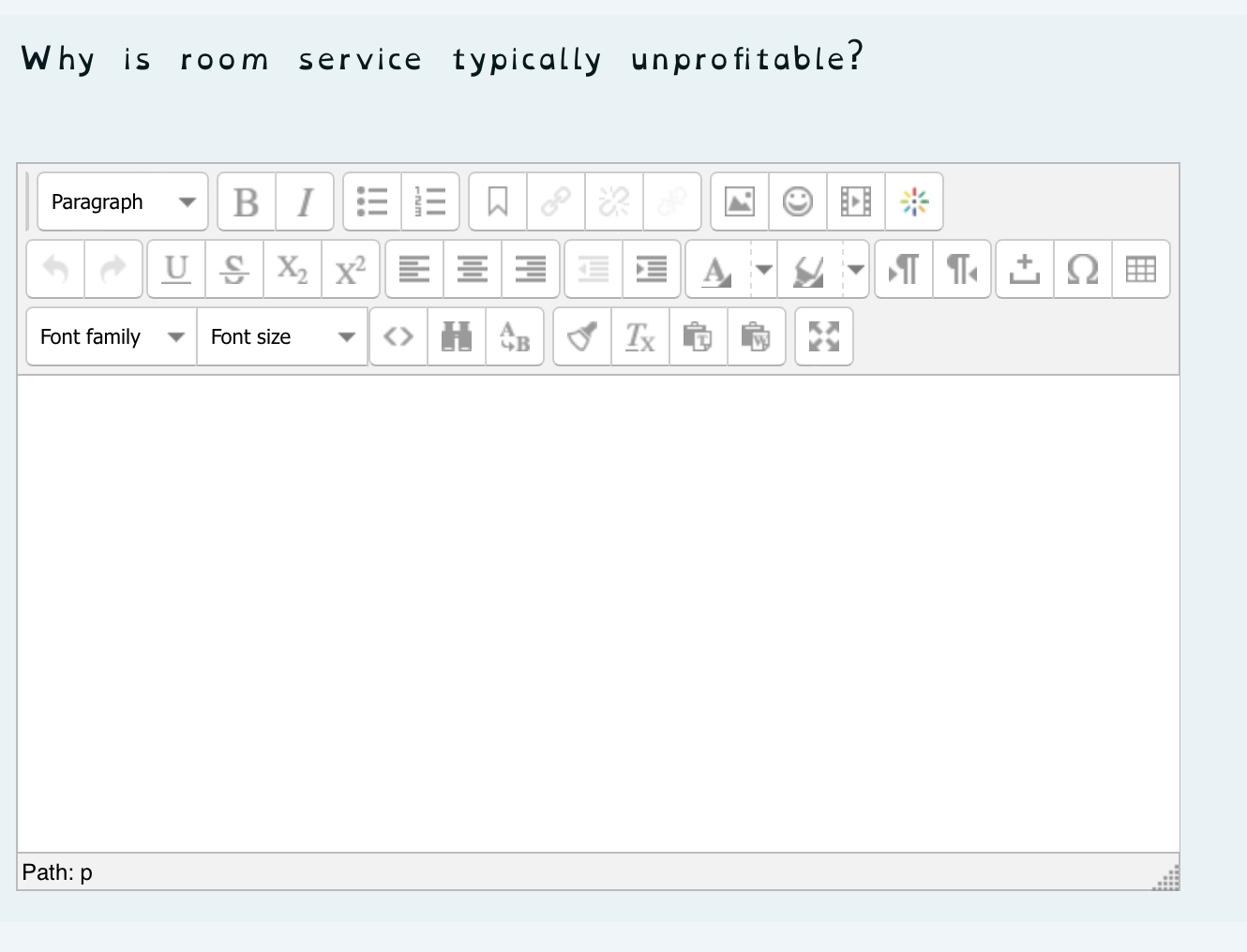 Why is room service typically unprofitable