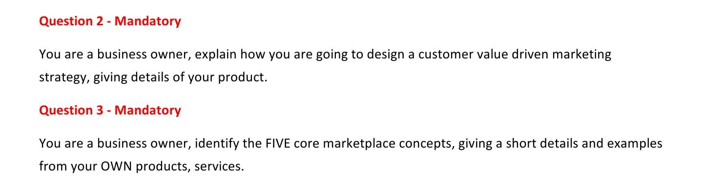 marketing explain it please Question 2 -