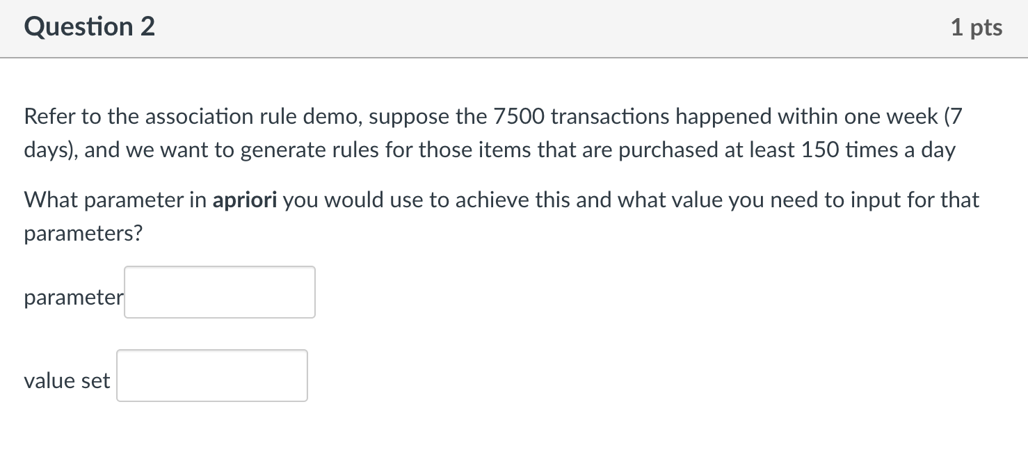 Refer to the association rule demo, suppose the