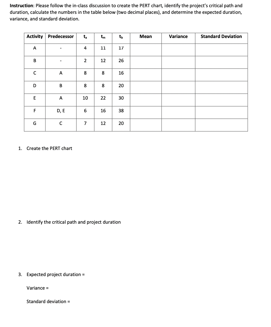 Instruction: Please follow the in-class