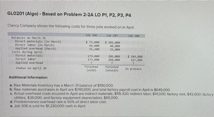 GLO201 (Algo) - Based on Problem 2-2A LO P1, P2,