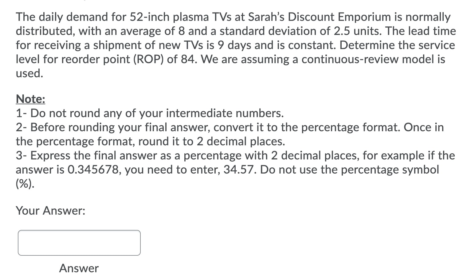 The daily demand for 52-inch plasma TVs at