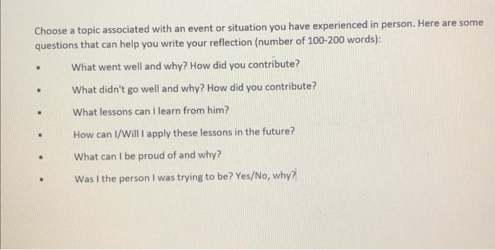 Write (100-200) word Choose a topic associated