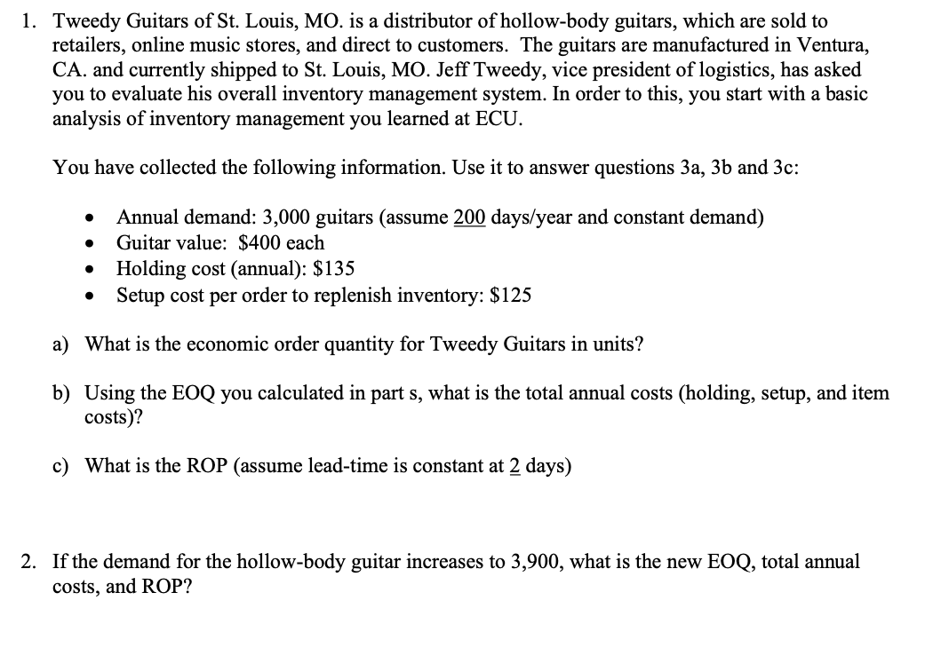 1. Tweedy Guitars of St. Louis, MO. is a