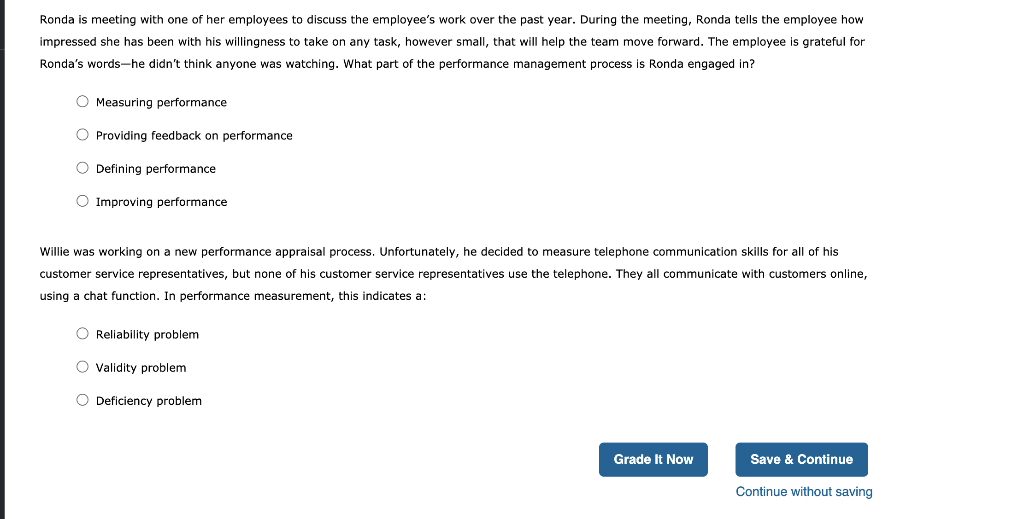 Ronda is meeting with one of her employees to