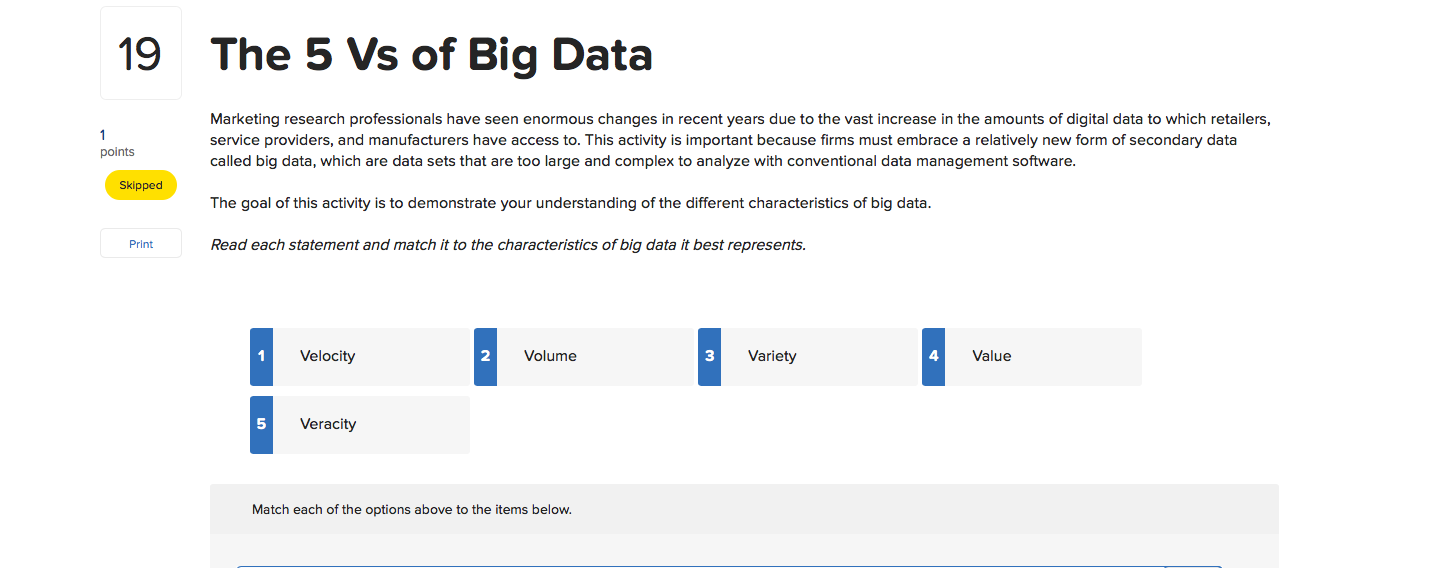 19 The 5 Vs of Big Data 1 Marketing research