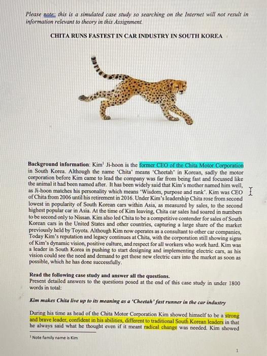 Please note: this is a simulated case study so