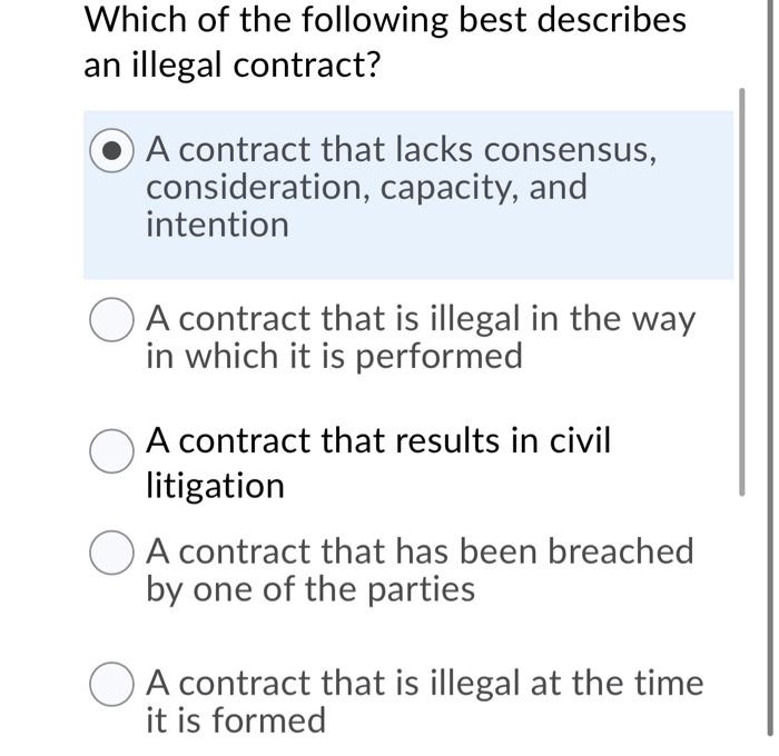 Which of the following best describes an illegal