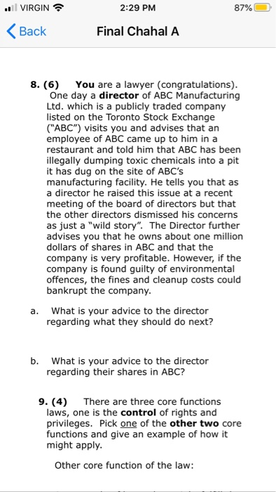 . VIRGIN 2:30 PM 87% < Back Final Chahal A