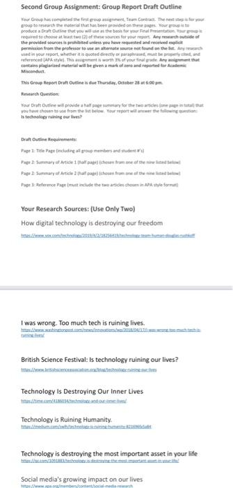 Second Group Assignment: Group Report Draft