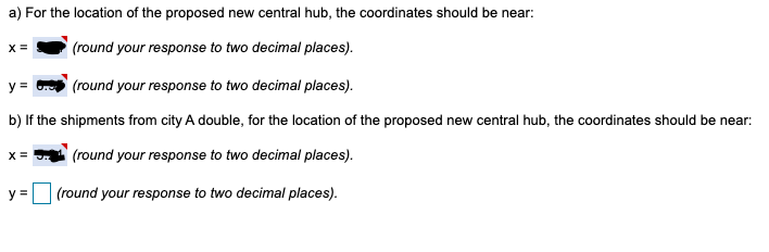 The following table gives the map coordinates and