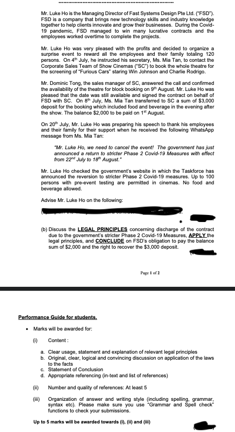 Business Law I would like to ask Question(b)