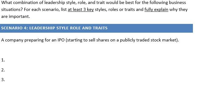 What combination of leadership style, role, and