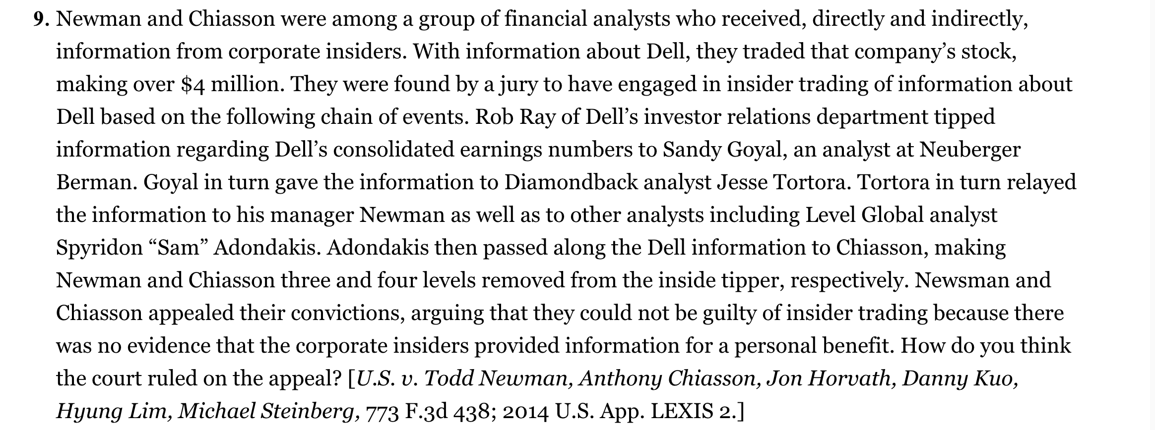9. Newman and Chiasson were among a group of