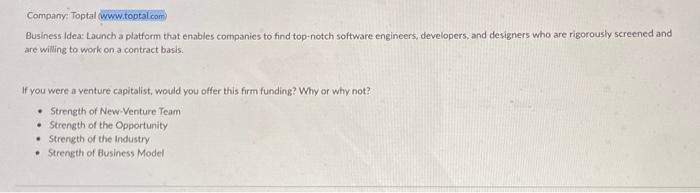 please healp me out the firm is TOPTAL and i need