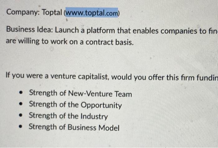 please healp me out the firm is TOPTAL and i need