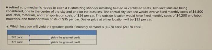 A retired auto mechanic hopes to open a