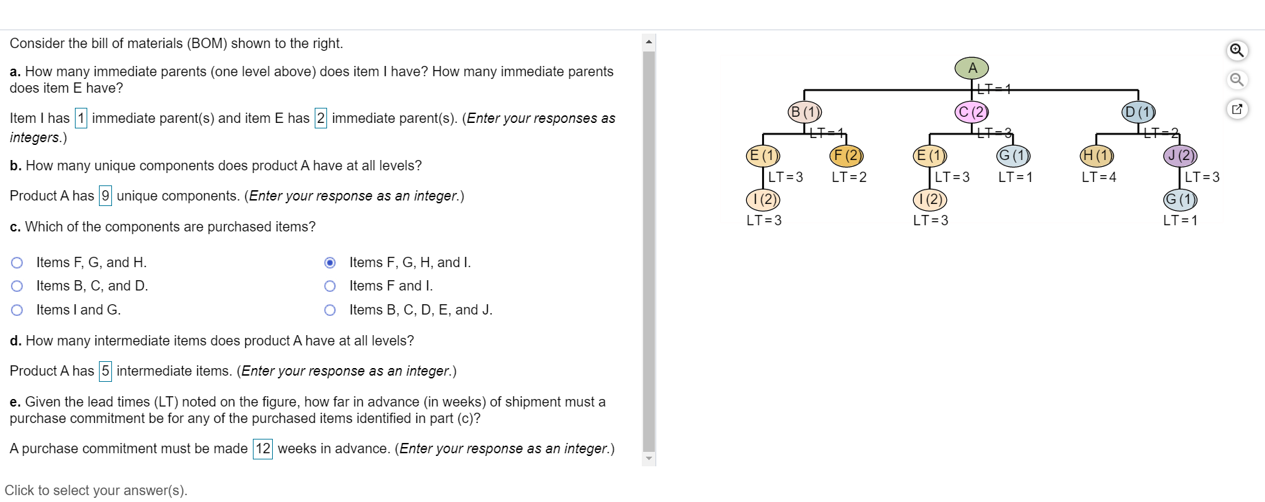 Consider the bill of materials (BOM) shown to the