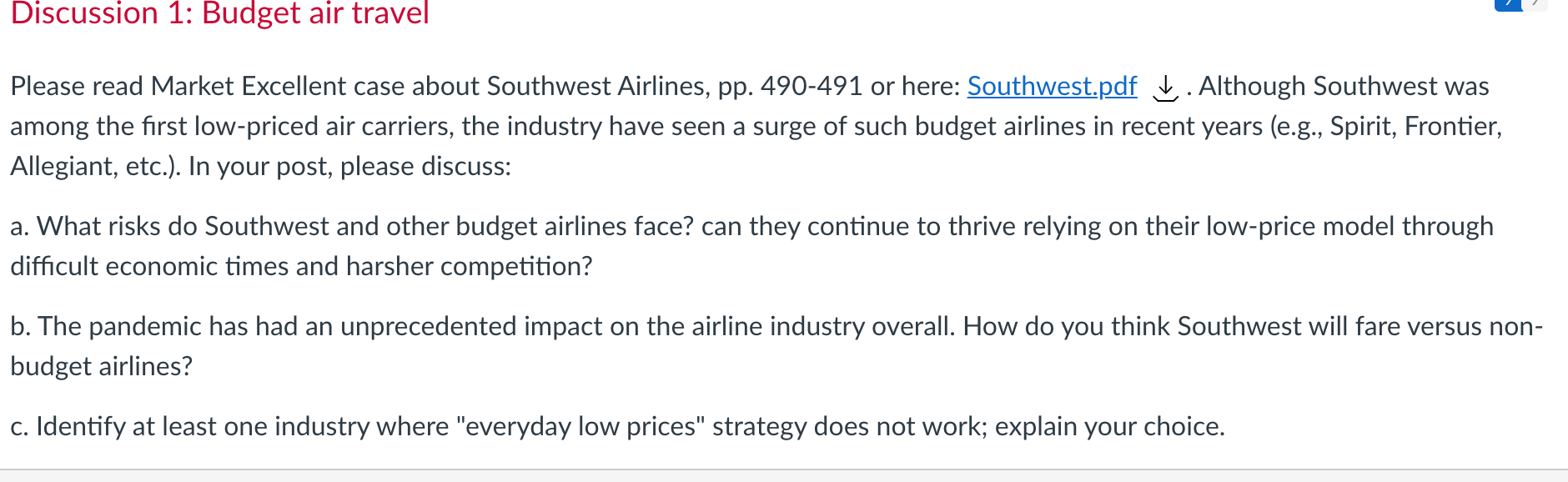 Discussion 1: Budget air travel Please read